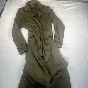 Green Dragon Trench Military Style Double Breasted Army Green Studded Star SizeL